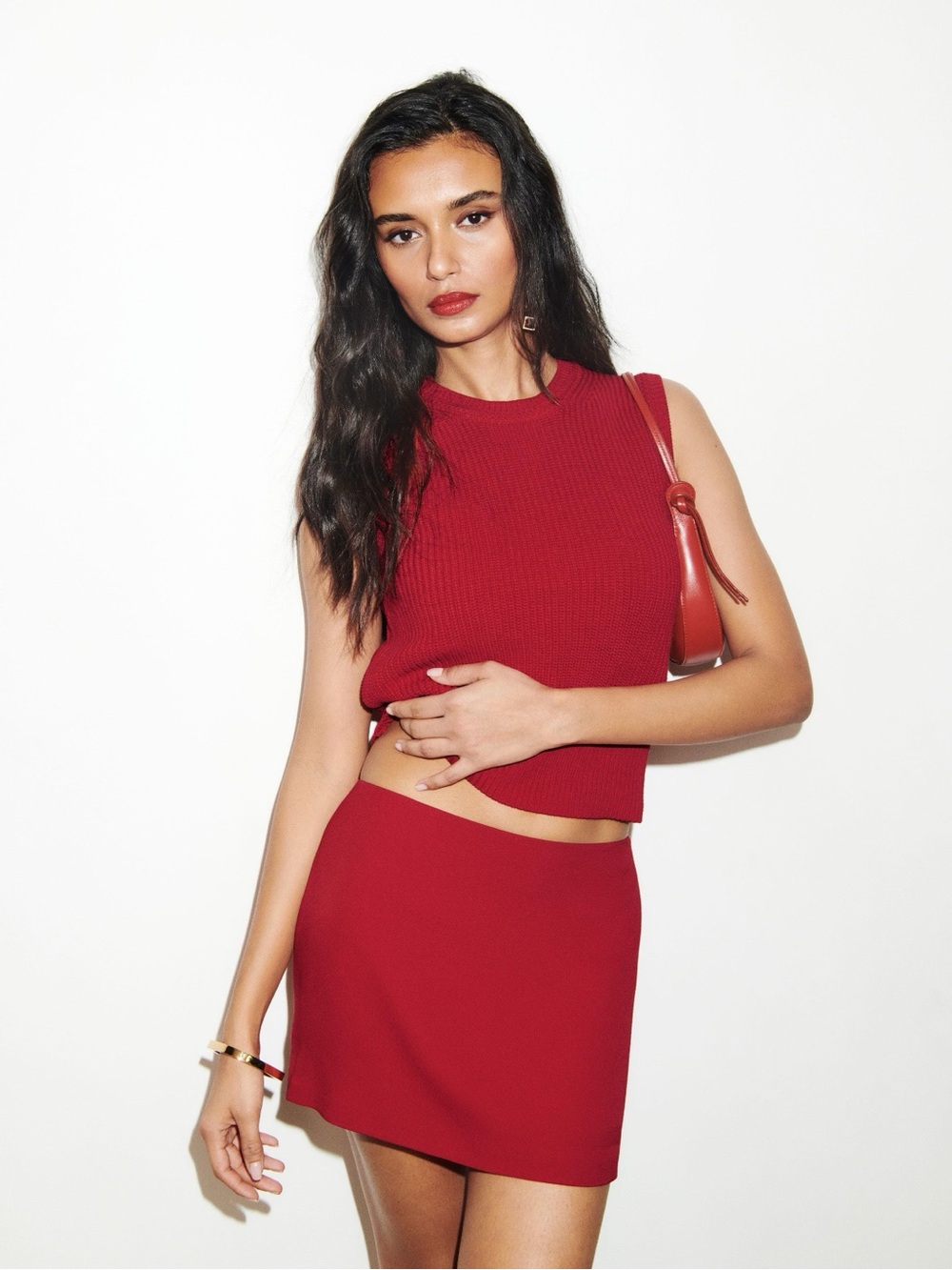 Reformation | Teagan Cotton Sweater Vest in Red Small
